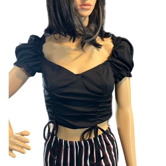 (6 for $25)Shein Puff Sleeve Ruched Off the Shoulder Blouse size‎ XS - Picture 2 of 6
